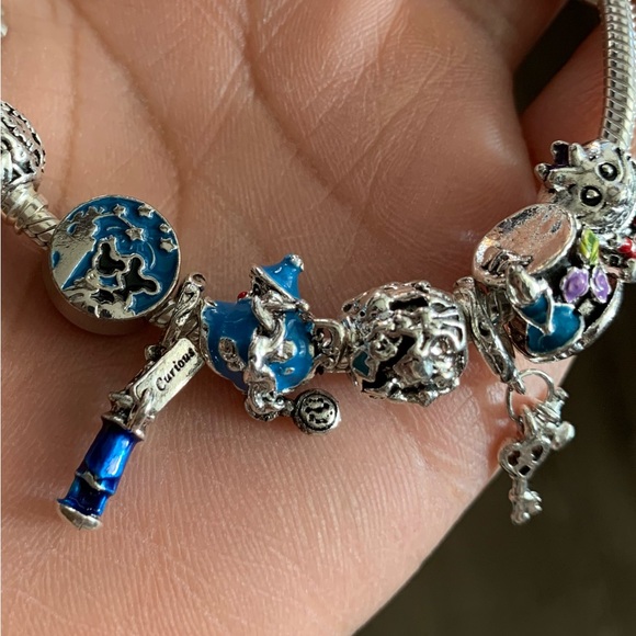 Pandora Moments Snake Chain Bracelet w/ Disney Alice in Wonderland Charms - Picture 5 of 12